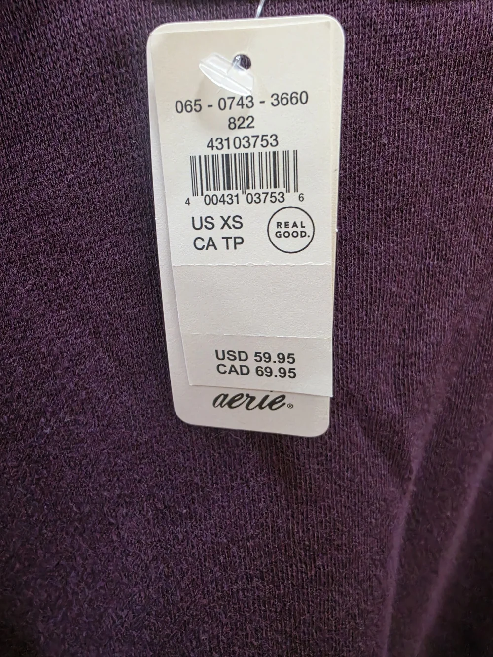 Aerie Womens XS Oversized Purple Crewneck Sweatshirt NEW - Picture 3 of 4